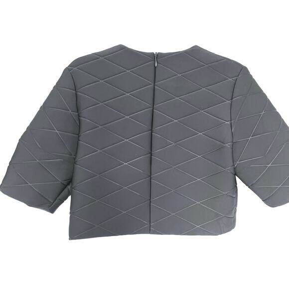MSGM 3/4 Sleeve Neoprene Cropped Quilted Top Black Women's Size 40/S - Picture 3 of 9